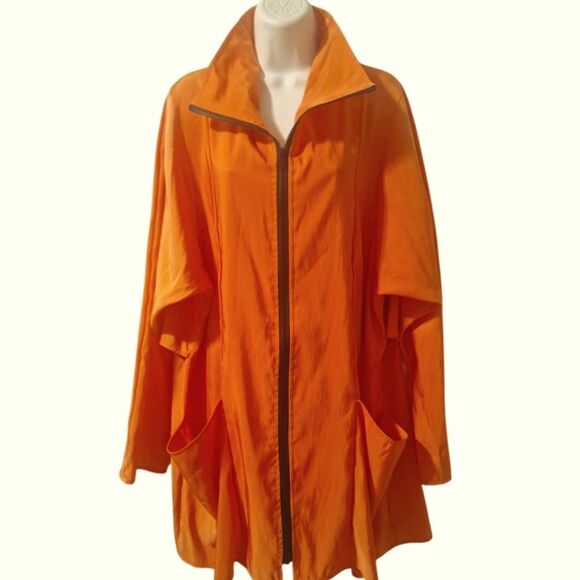 Vintage Maralyce Ferree Iridescent Raincoat Jacket Orange L - Picture 1 of 6